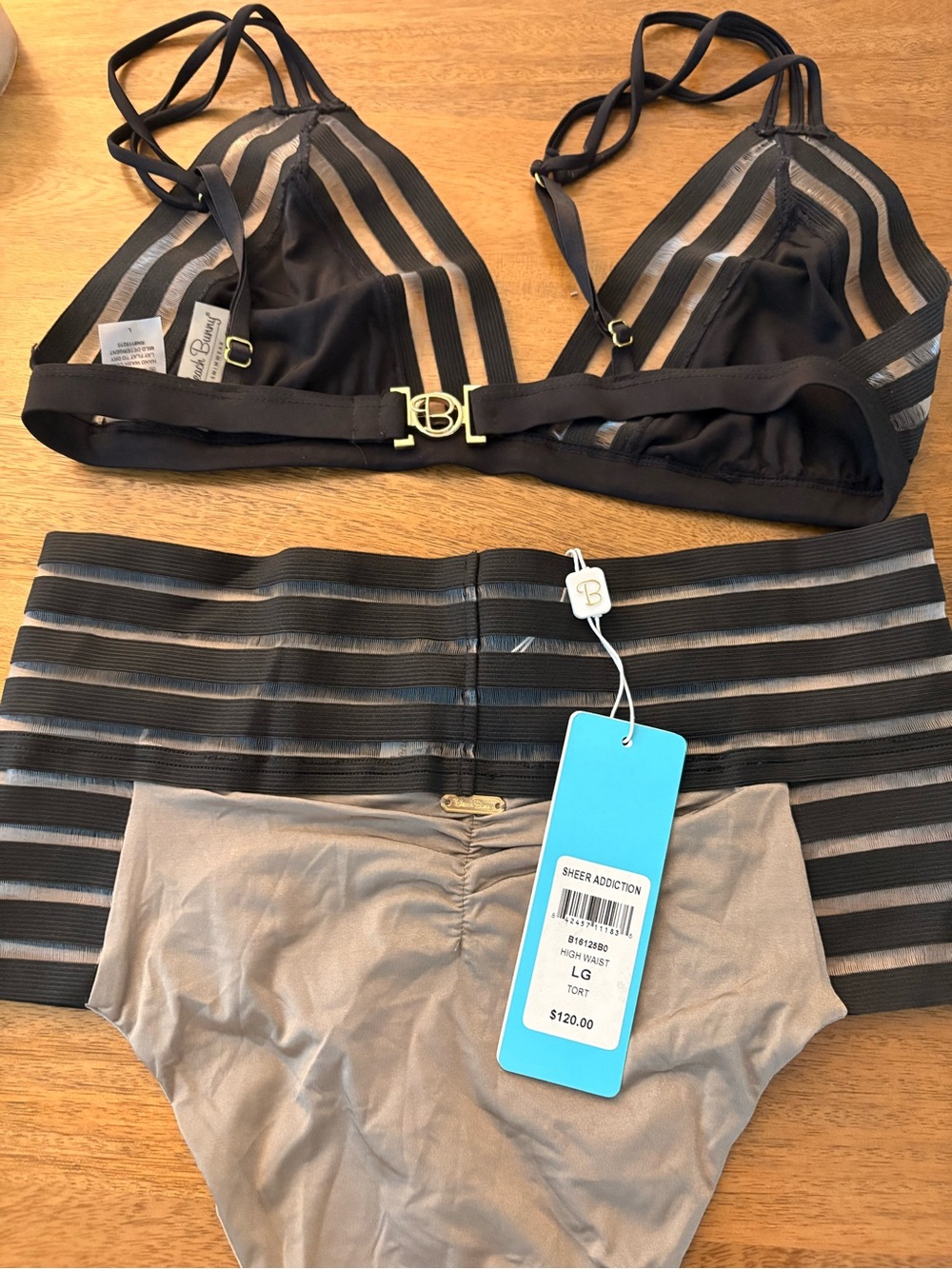 Beach Bunny Black gray/green high waist size large